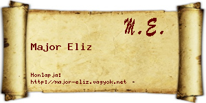Major Eliz névjegykártya